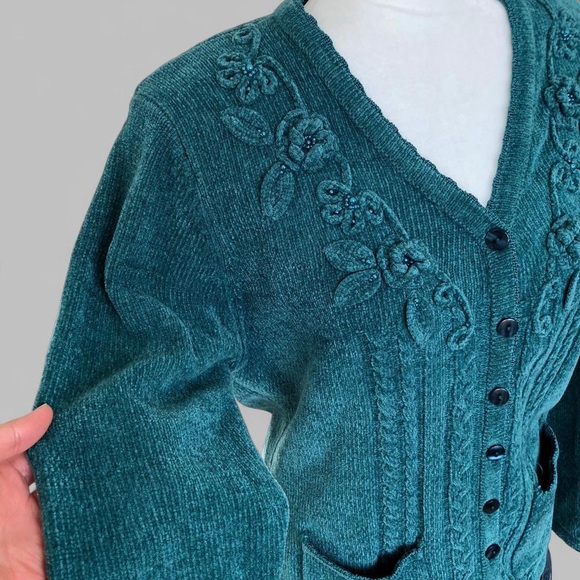 Teal Button-Up Cardigan Sweater - Picture 4 of 8